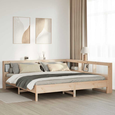 Bookcase Bed Without Mattress King Size Solid Wood Pine