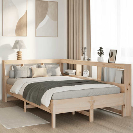 Bookcase Bed Without Mattress King Size Solid Wood Pine