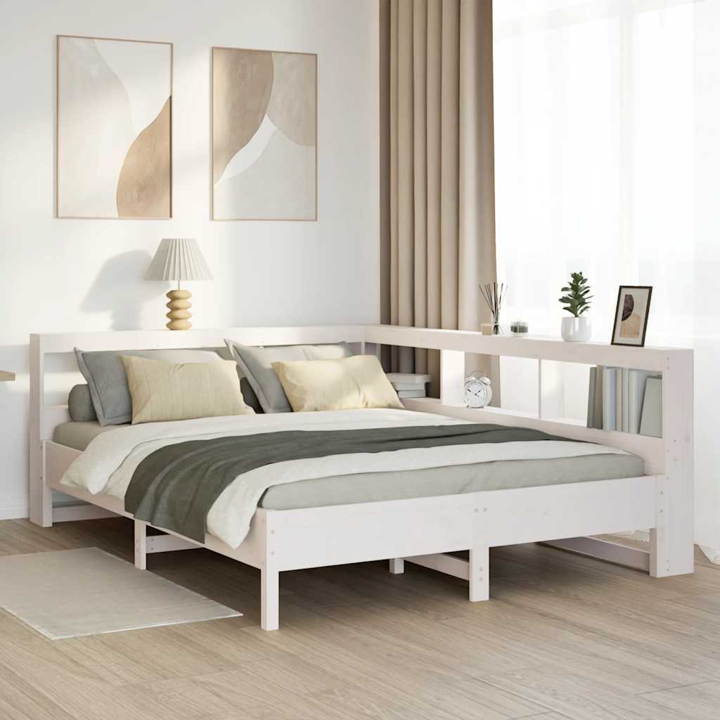 Bookcase Bed Without Mattress King Size Solid Wood Pine