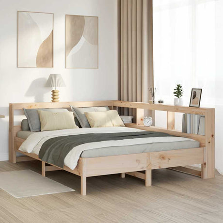 Bookcase Bed Without Mattress King Size Solid Wood Pine