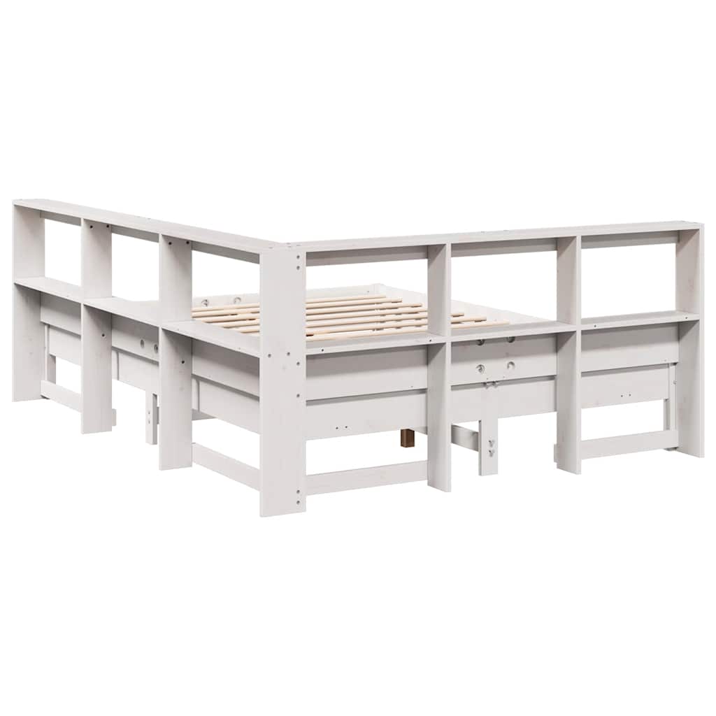 Bookcase Bed Without Mattress King Size Solid Wood Pine