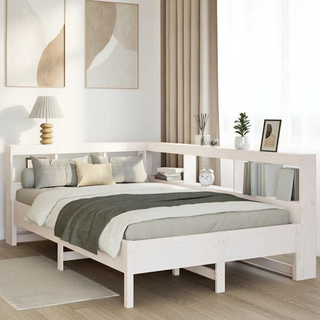 Bookcase Bed Without Mattress King Size Solid Wood Pine