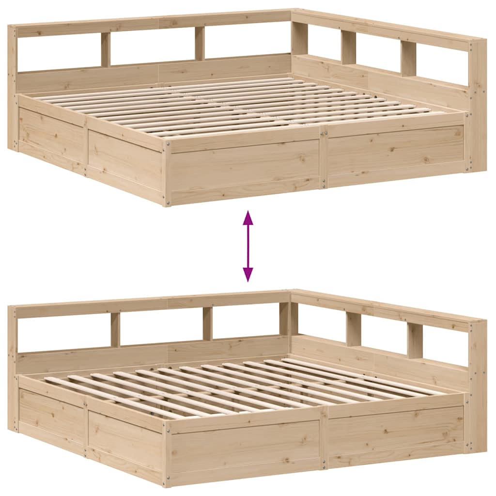 Bookcase Bed Without Mattress 180X200Cm Solid Wood Pine