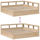 Bookcase Bed Without Mattress 180X200Cm Solid Wood Pine