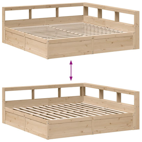 Bookcase Bed Without Mattress 180X200Cm Solid Wood Pine