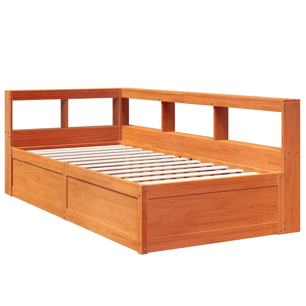 Bookcase Bed without Mattress Wax Brown 75x190cm Solid Wood Pine