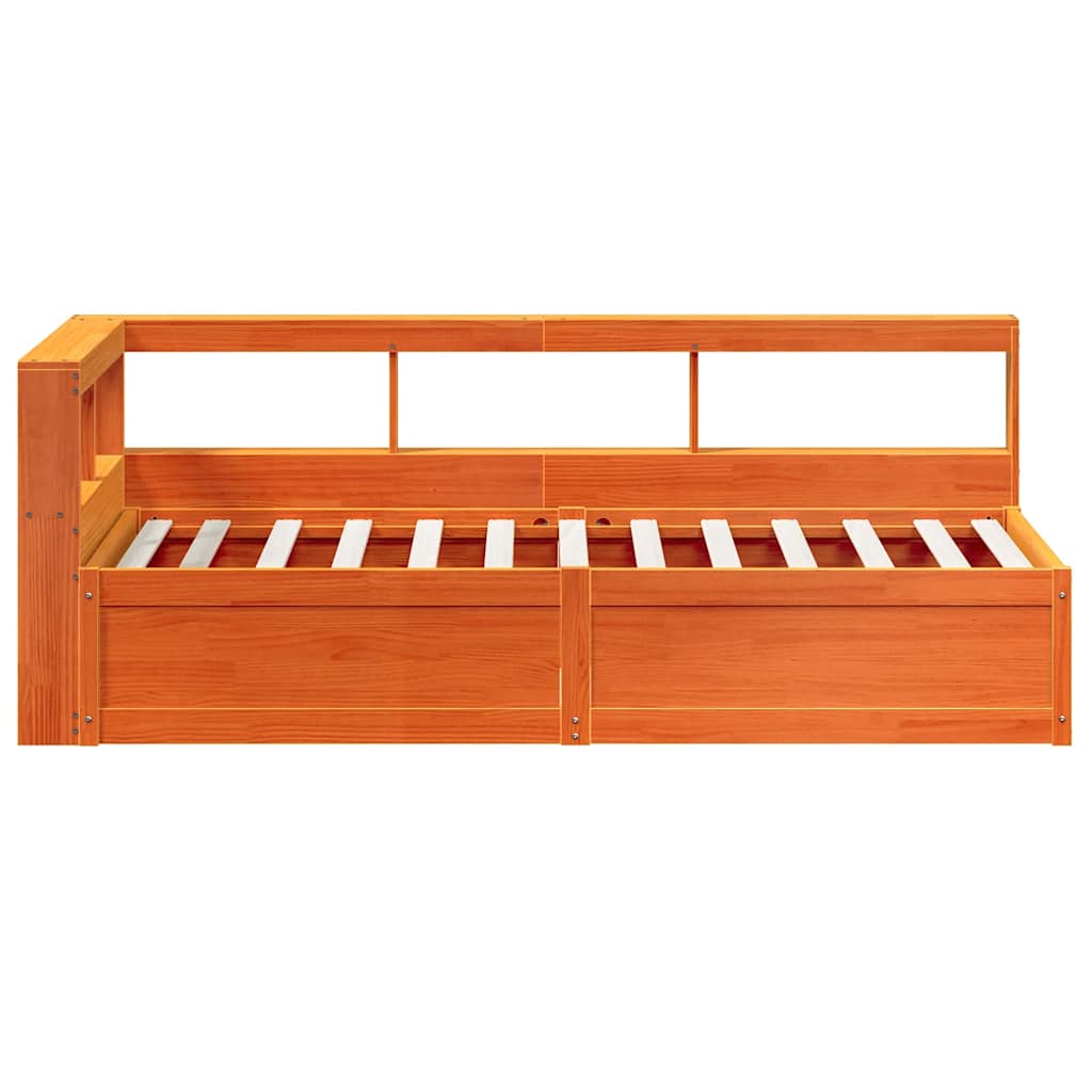 Bookcase Bed without Mattress Wax Brown 75x190cm Solid Wood Pine
