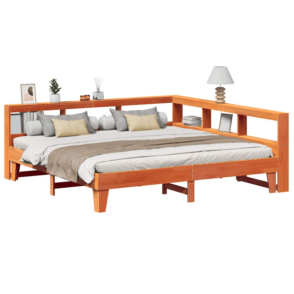 Bookcase Bed Without Mattress 140X200Cm Solid Wood Pine