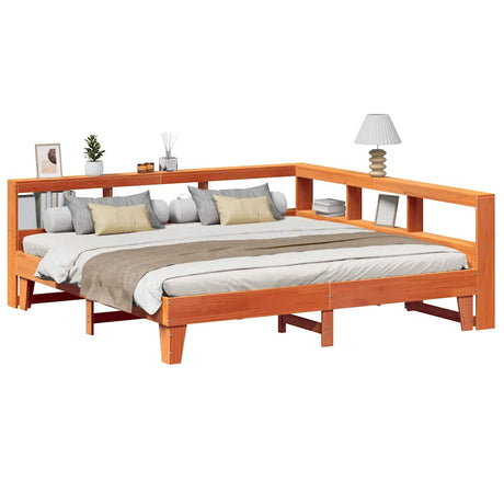 Bookcase Bed Without Mattress 140X200Cm Solid Wood Pine