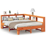 Bookcase Bed without Mattress Wax Brown 160x200cm Solid Wood Pine