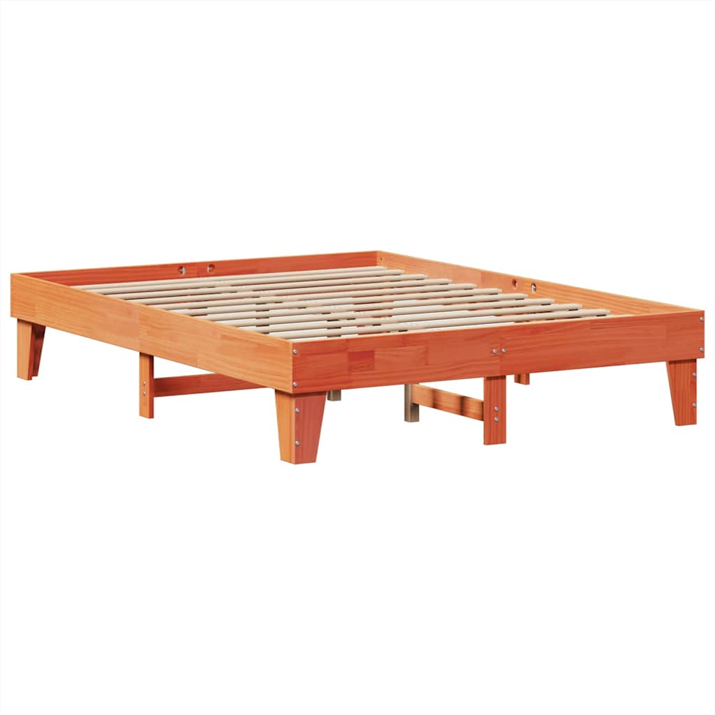 Bookcase Bed without Mattress Wax Brown 160x200cm Solid Wood Pine