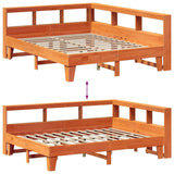 Bookcase Bed without Mattress Wax Brown 160x200cm Solid Wood Pine