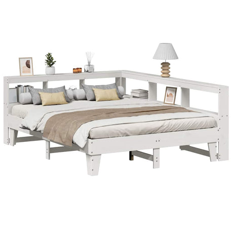 Bookcase Bed Without Mattress 140X200Cm Solid Wood Pine