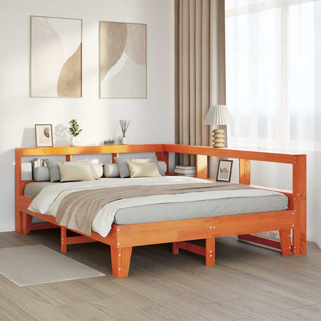 Bookcase Bed Without Mattress 140X200Cm Solid Wood Pine