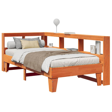 Bookcase Bed Without Mattress 140X200Cm Solid Wood Pine