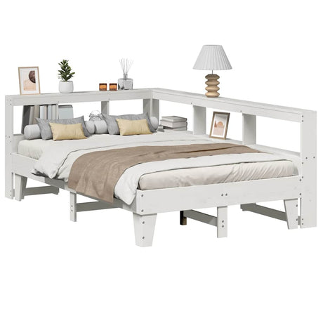 Bookcase Bed Without Mattress 140X200Cm Solid Wood Pine