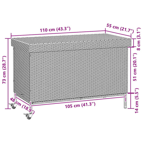Garden Storage Box With Wheels Poly Rattan