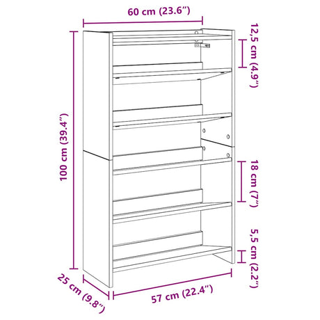 Shoe Rack 60X25X Engineered Wood