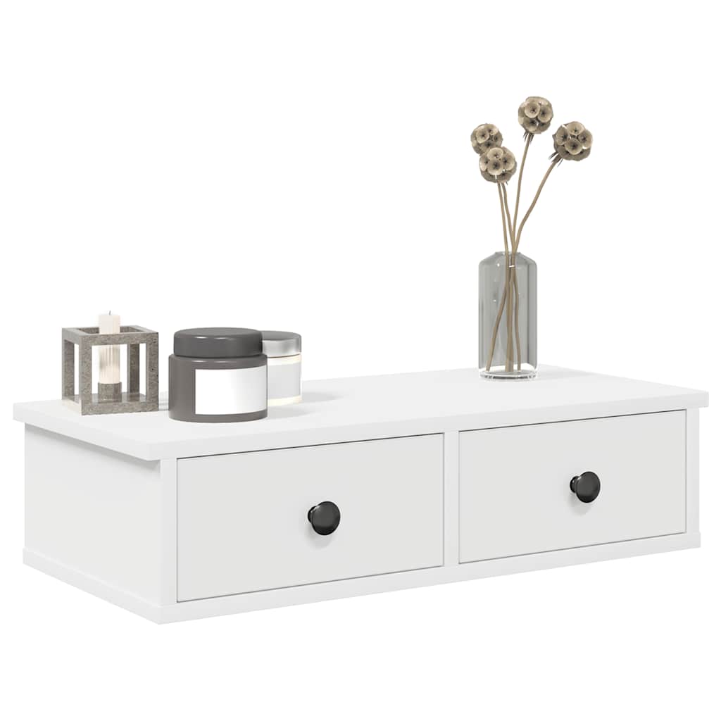 Wall Shelf With Drawers 60X25X15 Cm Engineered Wood