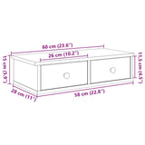 Wall Shelf With Drawers 60X25X15 Cm Engineered Wood
