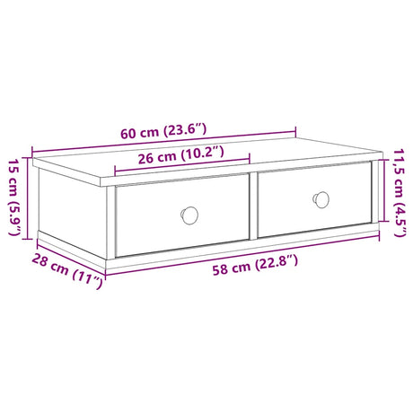 Wall Shelf With Drawers 60X25X15 Cm Engineered Wood