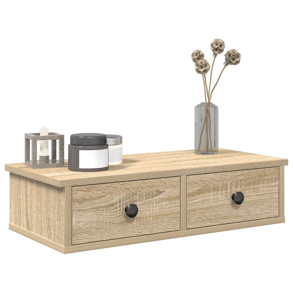 Wall Shelf With Drawers 60X25X15 Cm Engineered Wood