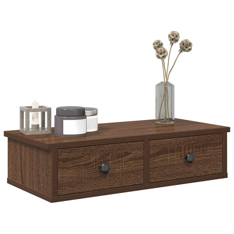 Wall Shelf With Drawers 60X25X15 Cm Engineered Wood