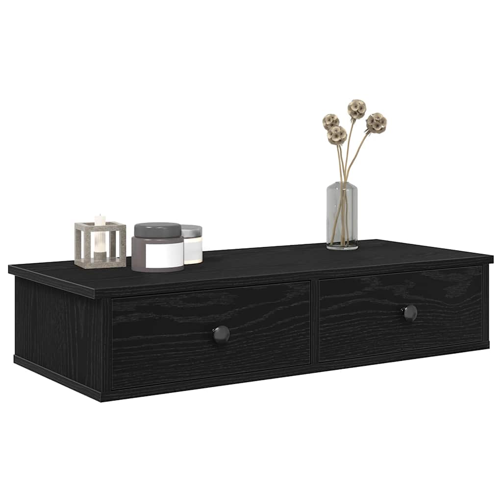 Wall Shelf With Drawers 60X25X15 Cm Engineered Wood