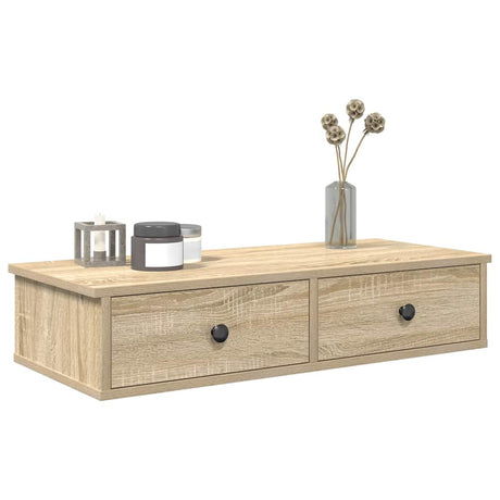 Wall Shelf With Drawers 60X25X15 Cm Engineered Wood