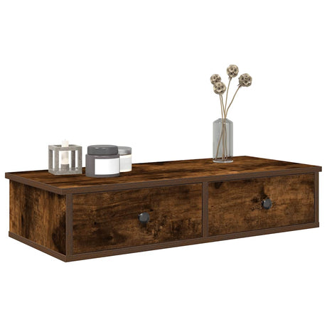 Wall Shelf With Drawers 60X25X15 Cm Engineered Wood