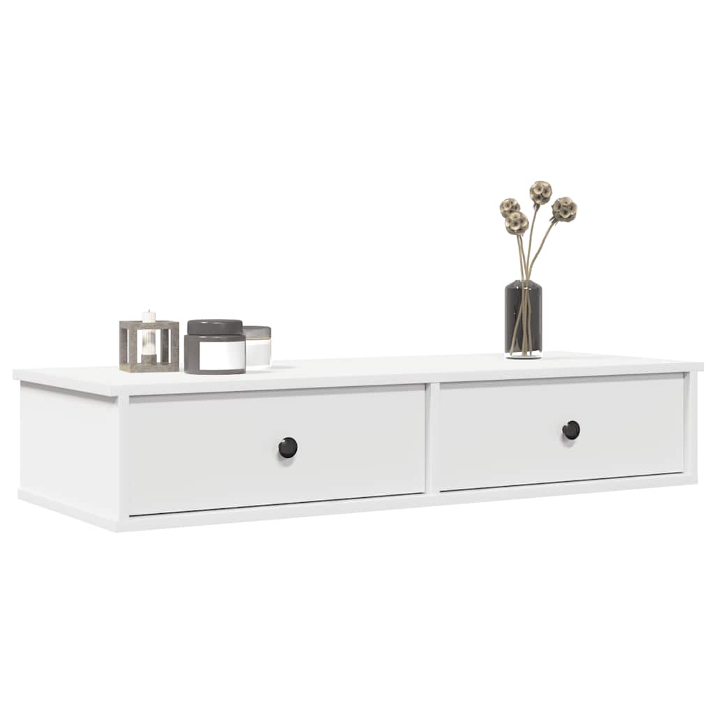 Wall Shelf With Drawers 60X25X15 Cm Engineered Wood