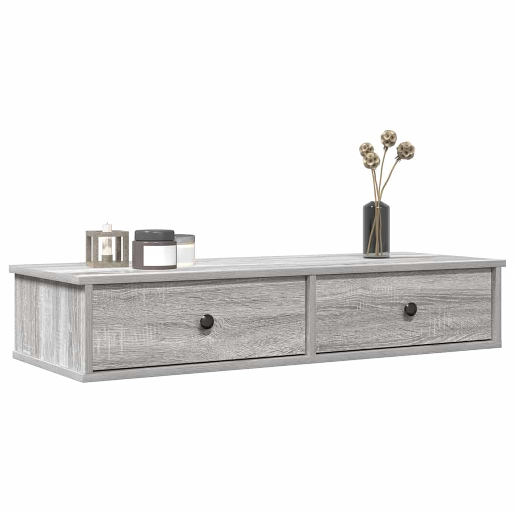 Wall Shelf With Drawers 60X25X15 Cm Engineered Wood