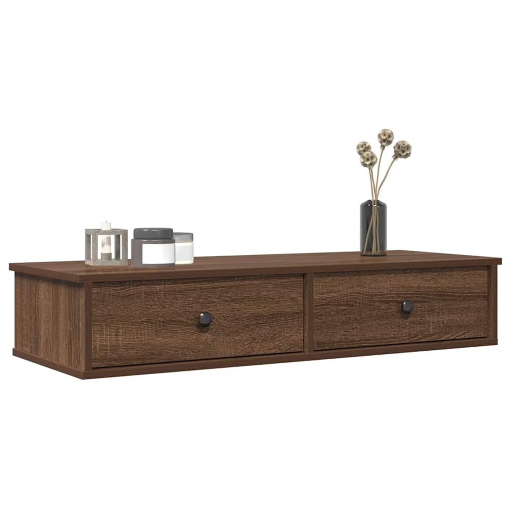 Wall Shelf With Drawers 60X25X15 Cm Engineered Wood