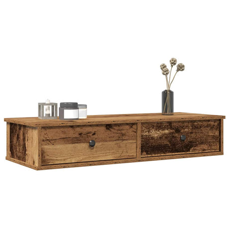 Wall Shelf With Drawers 60X25X15 Cm Engineered Wood