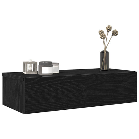 Wall Shelf With Drawers Engineered Wood