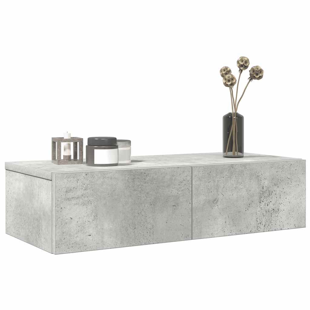 Wall Shelf With Drawers Engineered Wood