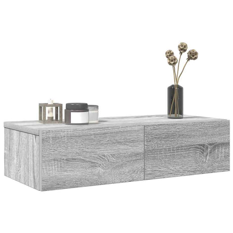 Wall Shelf With Drawers Engineered Wood