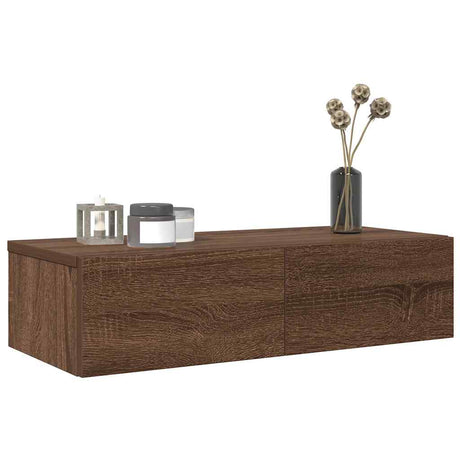 Wall Shelf With Drawers Engineered Wood