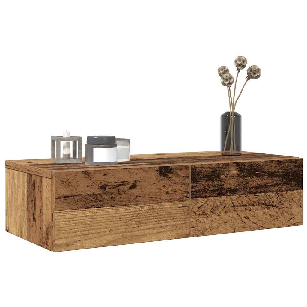 Wall Shelf With Drawers Engineered Wood
