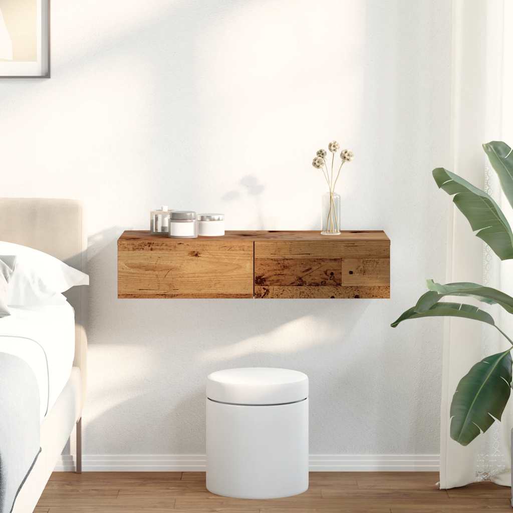 Wall Shelf With Drawers Engineered Wood