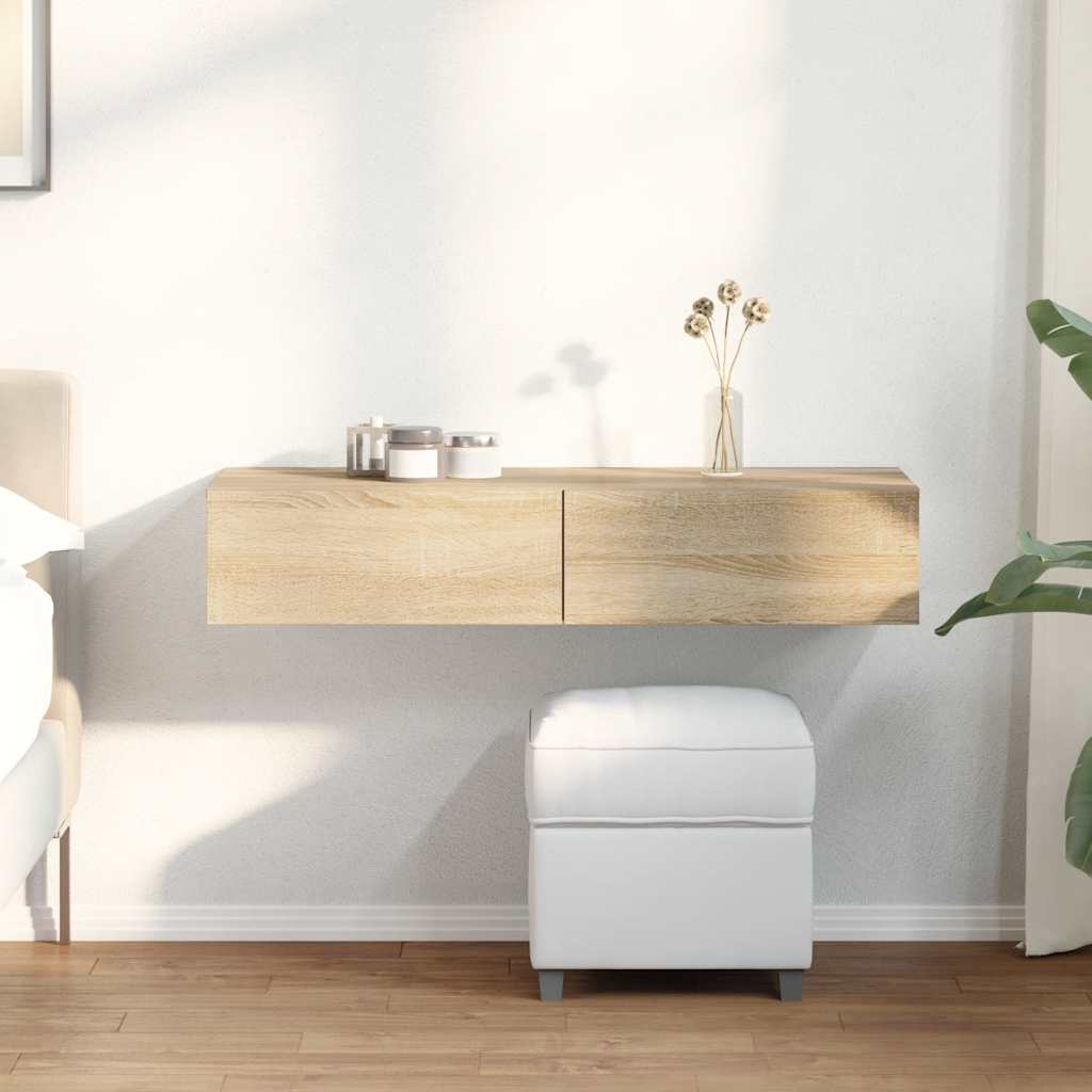 Wall Shelf With Drawers Engineered Wood