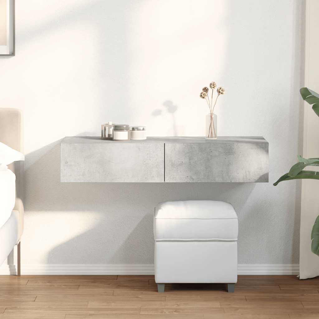 Wall Shelf With Drawers Engineered Wood