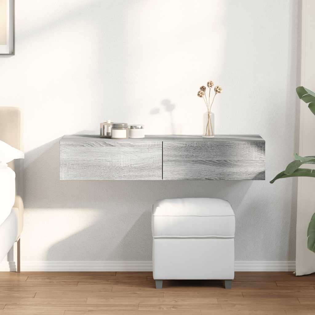Wall Shelf With Drawers Engineered Wood