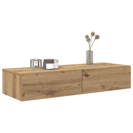 Wall Shelf With Drawers Engineered Wood