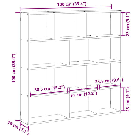 Wall Cube Shelf 12 Compartments Engineered Wood