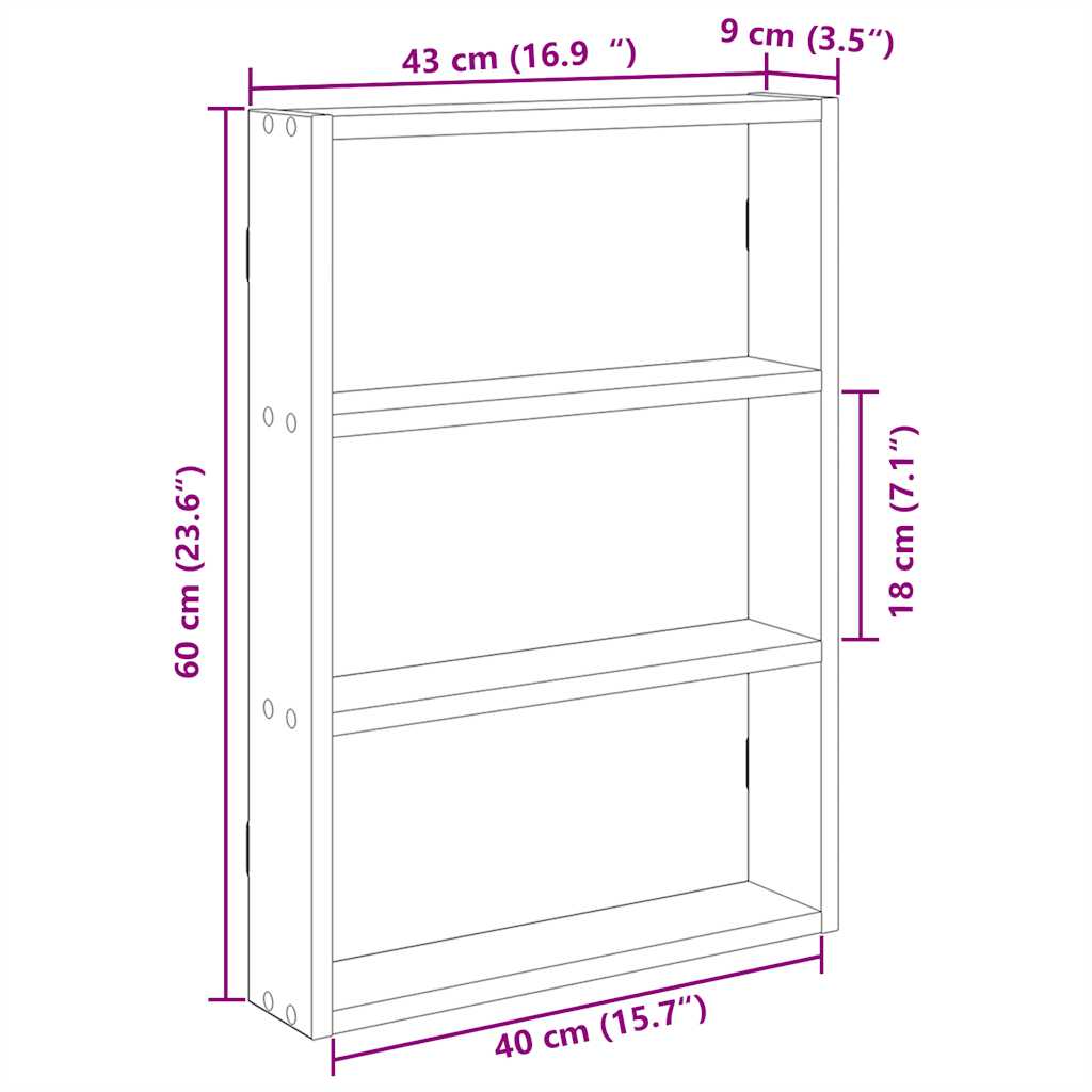 Wall Shelf 43X9X60 Cm Engineered Wood