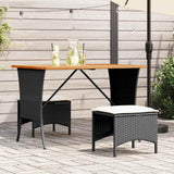 Garden Table With Acacia Wood Top 105X75X72 Cm Poly Rattan