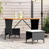 Garden Table With Acacia Wood Top 105X75X72 Cm Poly Rattan