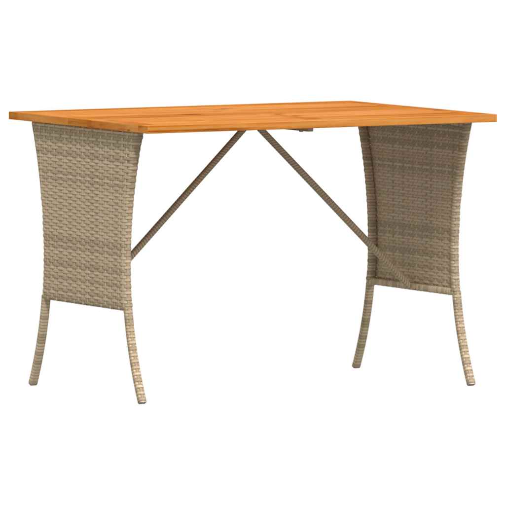 Garden Table With Acacia Wood Top 105X75X72 Cm Poly Rattan