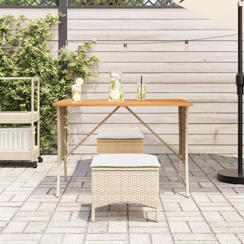 Garden Table With Acacia Wood Top 105X75X72 Cm Poly Rattan